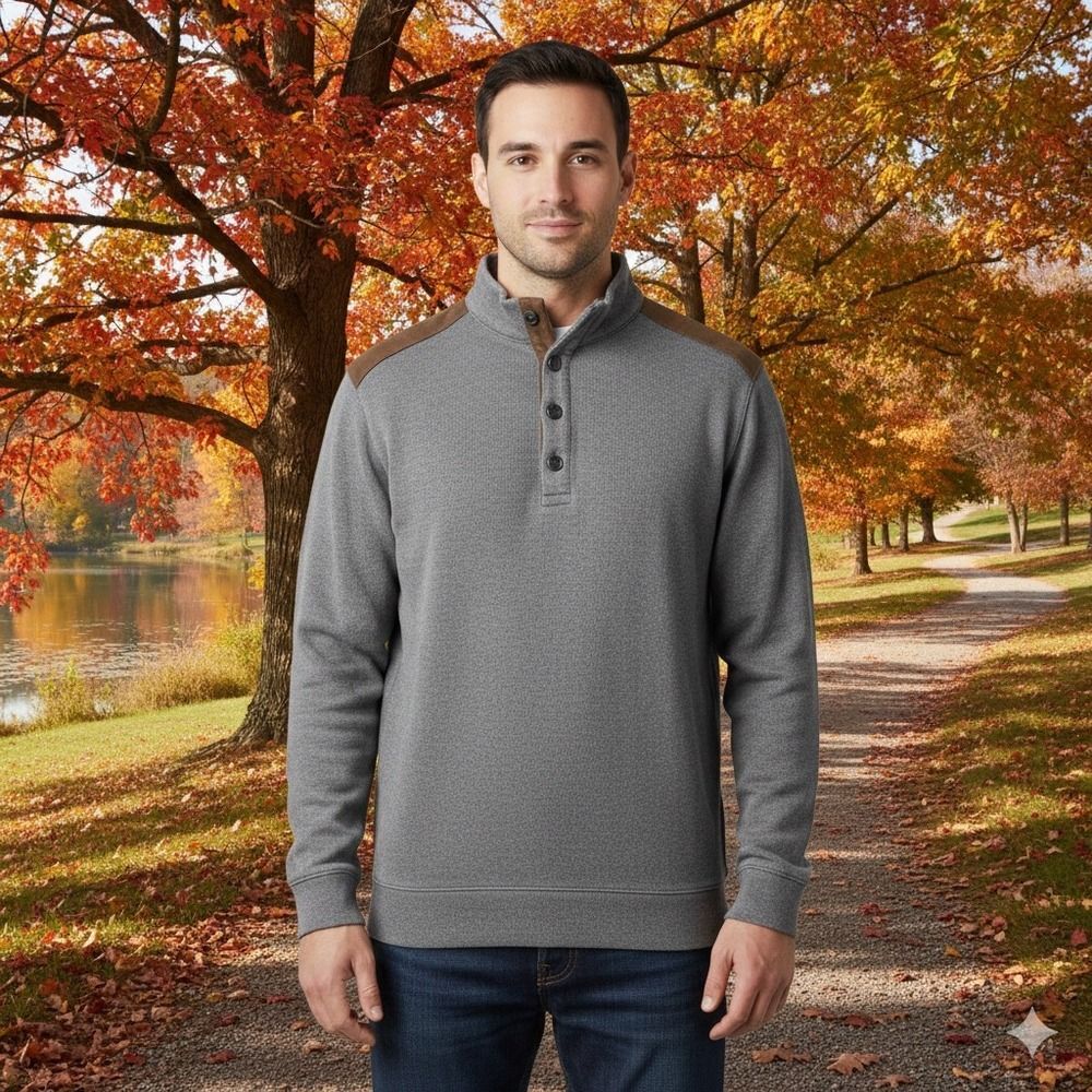 Daniel Cremieux Mens Size Medium Signature Gray 1/4 Button Pullover Sweater